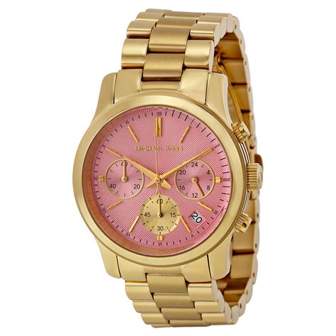 michael kors runway electri pink watch|Michael Kors black chronograph watch.